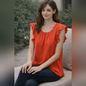Suzy Shier Vibrant Orange Blouse